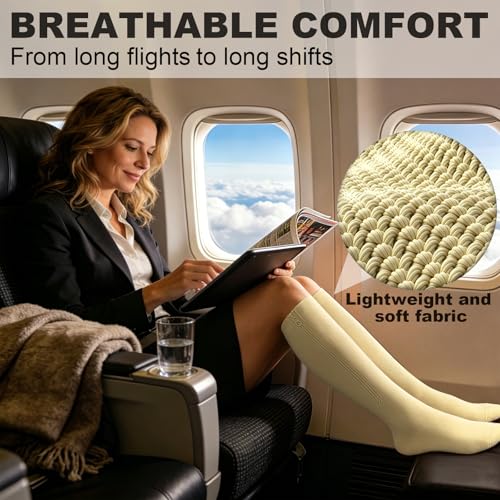 Image of CASMON 2 Pairs Zipper Compression Socks for Women & Men,15-20 mmHg Closed Toe Knee High Support Sock for Varicose Vein Edema