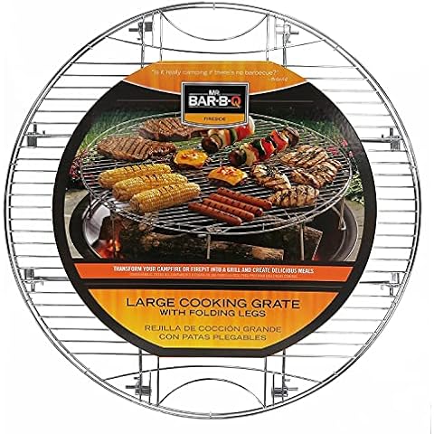 25.5" Fire Pit Grate with Folding Legs, Fits Fire Pits Up to 25 Inches in Diameter, Raised Edges for Even Heat & Secure Platform for Outdoor Food Cooking, BBQ, Camping Grill by Mr. Bar-B-Q #08600YFS Cover