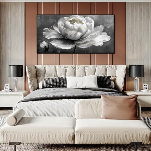 Image of AOZEMI Floral Wall Art White Pictures for Living Room
