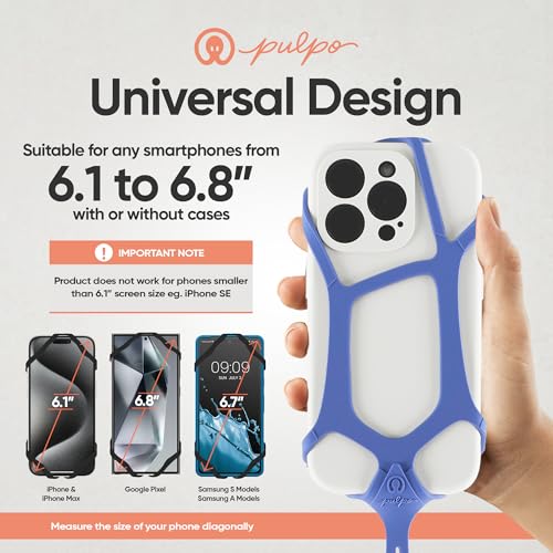 Image of Pulpo Safety Cell Phone Lanyard Lavender Fits Smartphones 6.1 inch to 6.8 inch - Anti Theft Phone Strap for Men & Women, Lanyards for Phones, Hiking Phone Holder & Cellphone Lanyard, Silicone Crossbody Straps