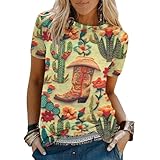Grafik-Shirts für Damen, Kaktus, Wüste, Grafik-T-Shirt, kurzärmelig, B-grün, Groß