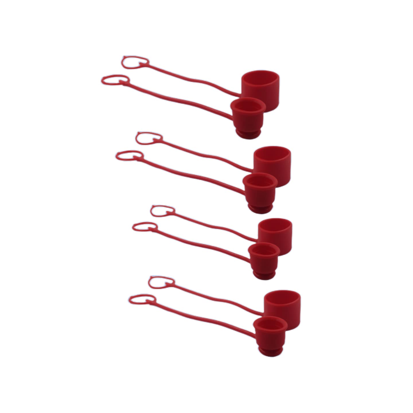 Red Rubber Dust Caps/Plugs For 1/2 Body Flat Face Hydraulic Bobcat Skid Steer Quick Couplers (4 Sets)