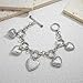 HolidayQbee Puffy Silver Heart Bracelets For Women With Five Style Heart Charm Rope Heart Bracelet Charm Link Chain Bracelet Chic Silver Heart Bracelet Jewelry Gift