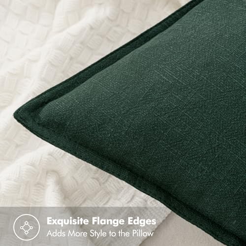 Image of MIULEE Decorative Linen Pillow Covers 18x18 Inch Dark Green