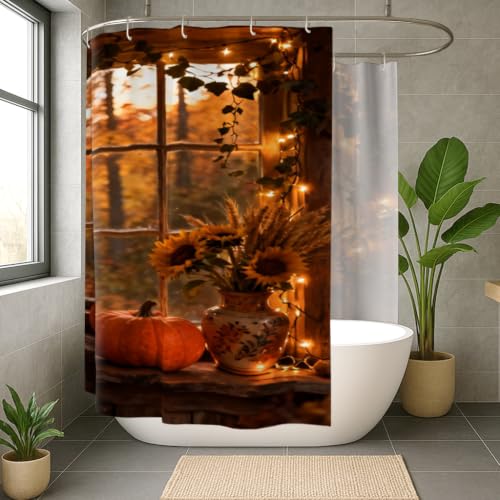 Rideau de douche extra large haut de gamme en toile texturée avec crochets durables