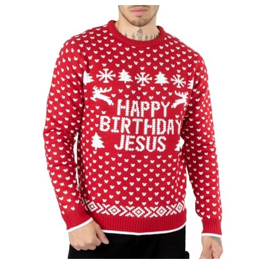 NOROZE Adultos Novedad Desnudo Santa Feliz Navidad De Punto Jersey Suéter para Hombre (M, Happy Birth Day Rojo)