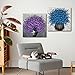 Epicler art 24x24 Hand-Painted Purple Flowers 3D Abstract Decorative Paintings, Wall Decorative Frame Wall Art, Modern Art Living Room Bedroom Office Hotel and Restaurant Wall Art
