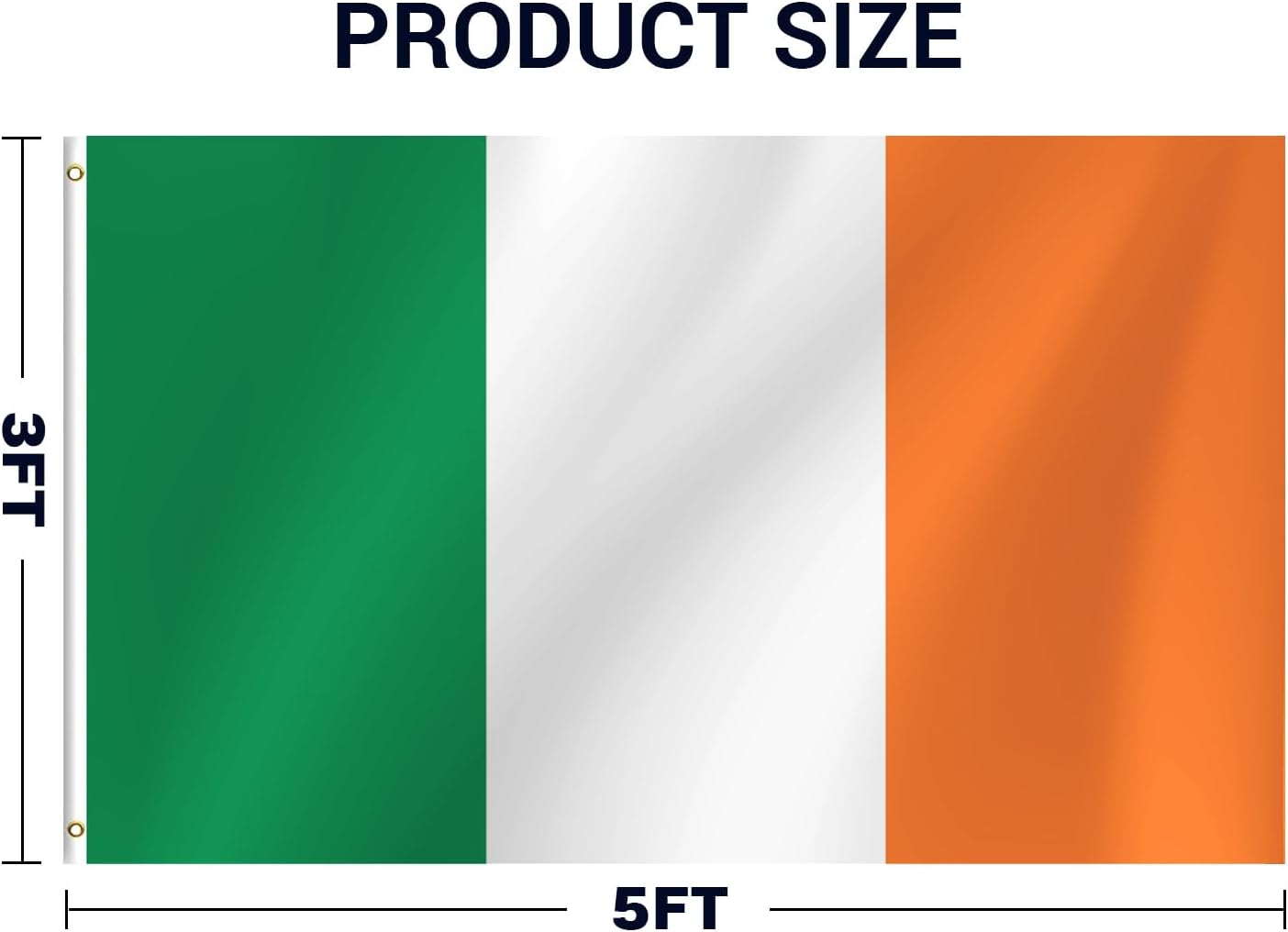 Ireland Flag, 3x5 Ft Irish Flag, Vivid Color Fade Resistant With Brass Grommets for Party Parades Sports Events Patriotic Holidays Outdoor Indoor Decorations - Image 2