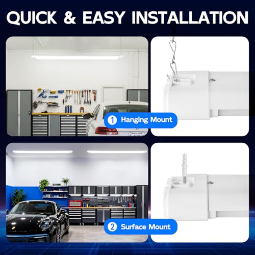 Image of hykolity 4FT Linkable LED Shop Light,44W 4600LM 5000K Daylight,8 Pack | Plug-in Hanging /Surface Mount Utility Light, Daisy Chain Shop Lights for Garage,Workshop,Warehouse,Basement,White