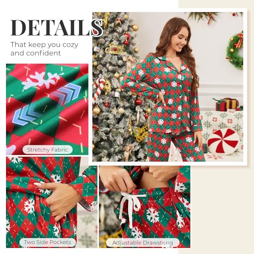Image of LYCY Womens Pajama Sets Floral Print, Long Sleeve Button Down Pajamas Set for Women Soft Sleepwear Pjs 2 piece Loungewear