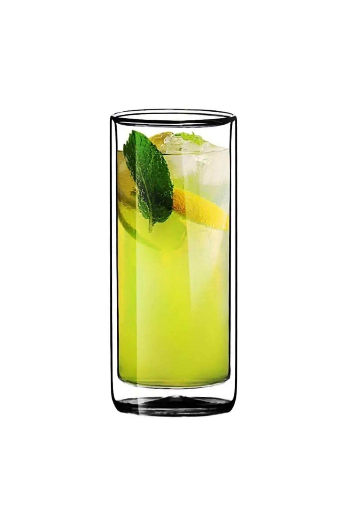 Yeni Tasarım, Çift Cidarlı Cam Su, Latte, Meşrubat, Smoothie Bardağı, 270 ML, 1 Adet - 12325