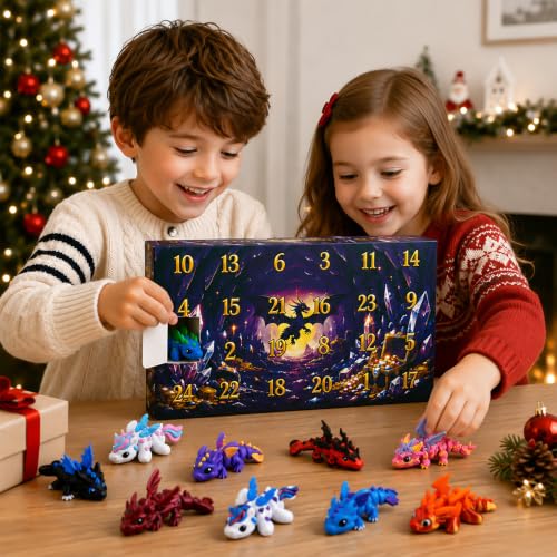JOICEE 2026 Christmas Advent Calendar with Mini 3D Printed Dragon Animals – Image 4