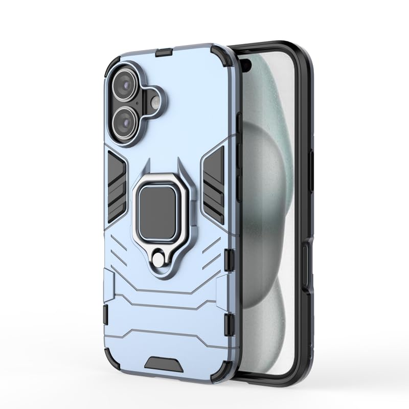 Glaslux Tough Armor Bumper Back Case Cover for iPhone 16 | Ring Holder & Kickstand in-Built | 360 Degree Protection Back Case Cover for iPhone 16 (PC & TPU, Blue) (B0DCGDJ3KT) Amazon Price History, Amazon Price Tracker