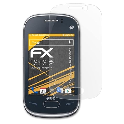 atFoliX Skärmskydd är kompatibel med Samsung Rex 70 GT-S3802 Skyddsfilm, antireflekterande och stötdämpande FX Film (3X)