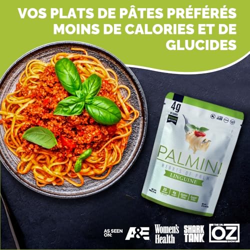 Image of Palmini Linguine Hearts of Palm Pasta | Low Carb (4g Net Carbs), Low Calorie (20 Cal), Keto, Gluten Free, Vegan, Non-GMO | Healthy Plant-Based Noodles | As Seen on Shark Tank | 12oz Pack of 3