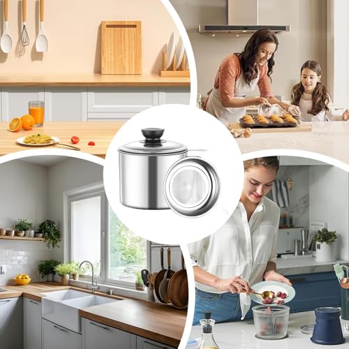 Miniatura 3 de Proavangera De Graasa De Tocino De Acero Inoxidable - Conjunto De Contenedores De Aceite De Graasa Versátil Filtro De Aceite De Cocina De Cociina Con Tapa De Gran, Olla De Grasa De Cociina Par