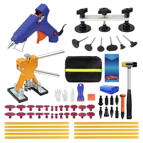 Image of 59PCS Dent Repair Kit, Dent Puller Tool for Small Dents & Door Dings | Paintless Dent Repair Tool Kit with Golden Lifter & Bridge Puller for Auto Body, Door Dings, Hail & Small Dents