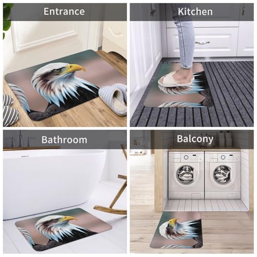RRKDOY Anti Slip Floor mat Eagle Head Close-up Picture for Indoor and Outdoor Door mats, Suitable for Bedroom and Bathroom entrances 16x24in - Image 6