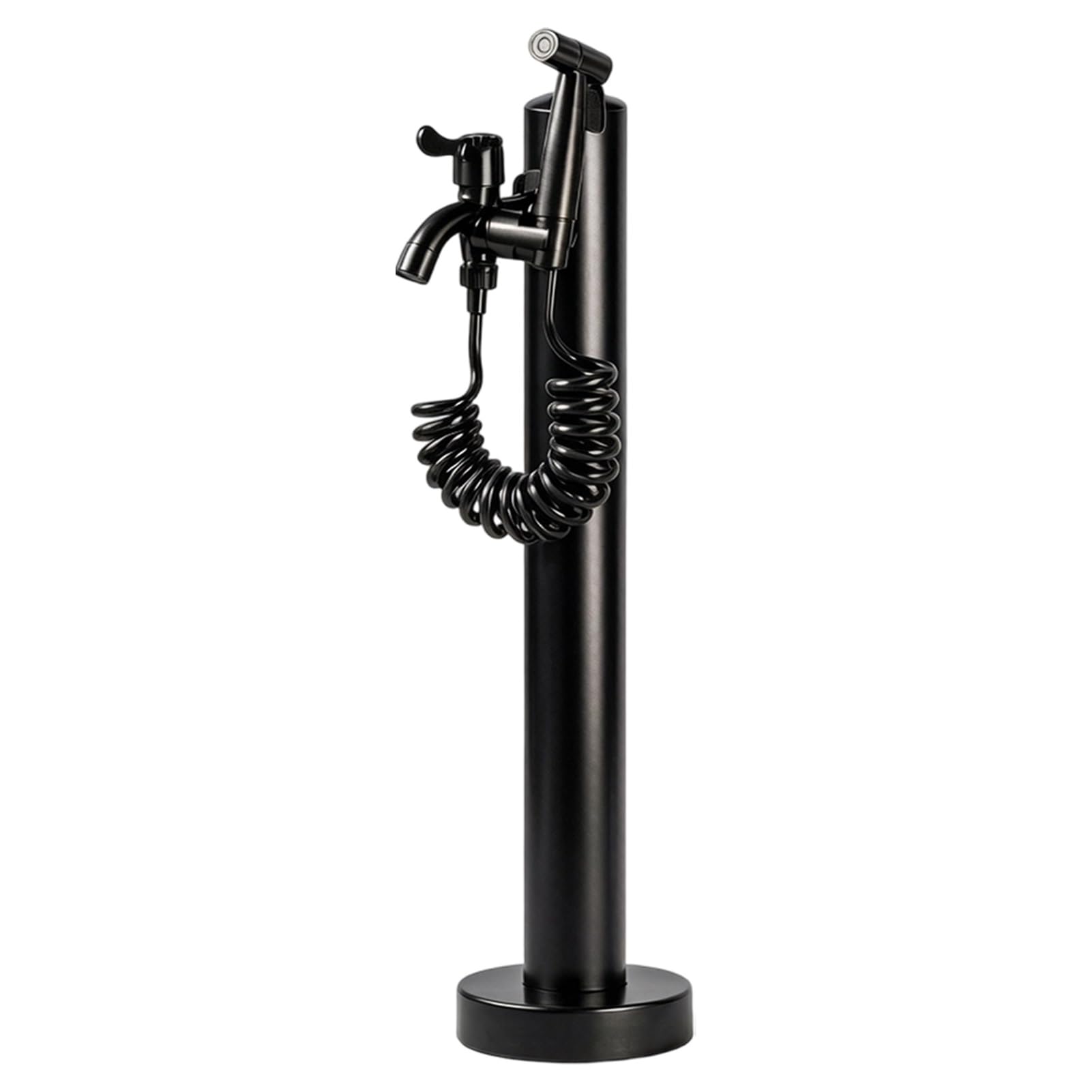 Liyadolaam One Color Stainless Steel Black Standing Water Tap, Garden Yard Water Fountain Column Vertical Outdoor Water Hydrant, Freestanding Outdoor Hydration Source For Washing Irrigation(Height: 95Cm/37.4In)