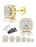 Adramata Orecchini Moissanite Donna Uomo, Orecchini Punto Luce Argento Sterling 925 Ipoallergenici Orecchino Diamante Simulato Placcato Oro Bianco 14K, Moissanite Colore D VVS1