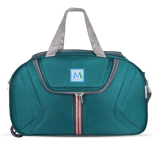 Image of M MEDLER Jerry Duffle Bag | Waterproof Strolley Duffle Bag | 2 Wheel Duffel Bag | Luggage Bag with Adjustable Strap - (Turquoise)