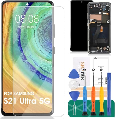 OLED for Samsung Galaxy S21 Ultra 5G Screen Replacement for LCD for Samsung S21 Ultra 5G Display for SM-G998U SM-G998b/DS Ddigitizer Replacement Touch Screen Repair Part (Phantom Black)