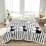 Sticker Superb Flauschige Wohndecke Dünne Plüschdecke, Niedliche Pink Streifen Blau Brown Grau Cartoon Tier Mikrofaser Fleecedecke Bettwäsche Kuscheldecke Tagesdecken (Cat, 120x200 cm)