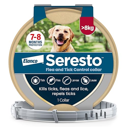 Seresto Flea and Tick Control Collar For Dogs Over 8kg (1 Collar) Long-Lasting & Simple Treatment For Dogs 7-8 Months Of Protection Keeps Pets Protected From Fleas & Ticks