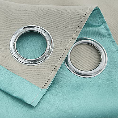 Image of GYROHOME Faux Silk Blackout Curtains, Fully Lined Solid Color Window Treatment Drapes for Bedroom and Living Room Thermal Insulated Grommet Top Room Darkening Drapes, (Aqua Blue,66x90inch, 2 Panels)