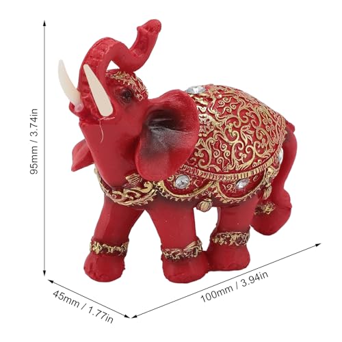 Estatua de Elefante Feng Shui de Resina Rojo M 8.5 x 6.5 x 1.6 in miniatura 3