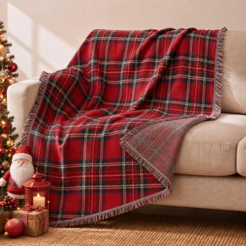 Mixweer Tartan Woven Blanket Christmas Home Decor...