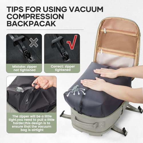 Image of Vacuum Backpack Travel With Pump for Women Men Carry on Backpack Luggage Flight Approved Personal item Travel Bag