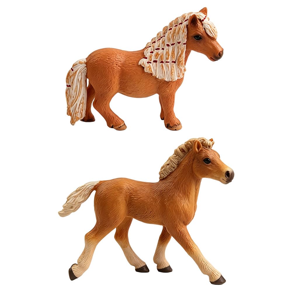 Jehoshaphat Aurichalceous 2Pcs Tennessee Walker Stallion Statues, Vivid Horse Figurines, Elegant Animal Ornaments For Home Desktop And Shelf Display