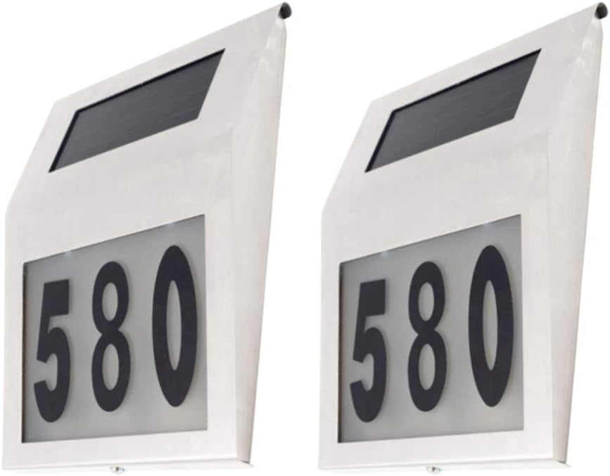 Uonlytech 2pcs Solar Number Lights for House, Solar Address Sign Lighted Solar House Numbers Address Plaque Numbers for Home Outdoor Street