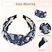 VOCOSTE Pearly Crystal Knotted Women Headband, Classic Casual Style Headband for Women Girl, Deep Blue, 5.24