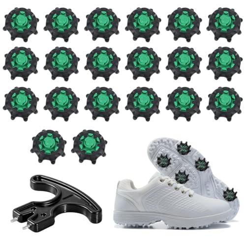 Image of 20Pcs Golf Shoe Spikes,Golf Spikes with Wrench (Black Green)