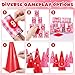 Tasdurian 33 Pcs Valentine's Day Carnival Game Set for Adult, 4 in 1 Bean Bag Toss Can Plastic Cone Backyard Ring Toss Game for Indoor Outdoor Carnival Party and Family Gatherings