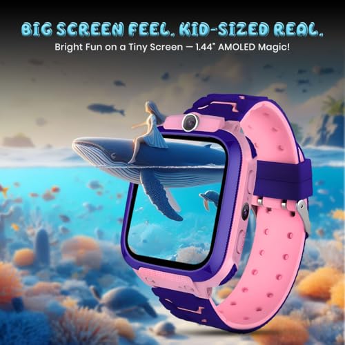 Image of GameSir Q18 Kids Smart Watch, 2G /3G Connectivity, Voice Calling, GPS Tracker, Two-Way Calling, SOS Function, Camera & Water Rasistence, Smartwatch for Kids - Boys & Girls - (Pink)
