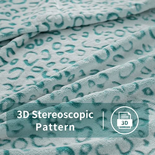 FY FIBER HOUSE Flanell-Fleece-Überwurf, Mikrofaser-Decke mit 3D-Geparden-Druck, 228 x 274 cm, Seeblau (FYT03) – Ansicht 3
