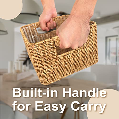 Myhomebody Wicker Storage Basket | Storage Cubes, Storage Baskets For Organizing | Wicker Baskets For Storage Organizer | Woven Basket For Organization And Storage | Tan, Set Of 3 #TOP3