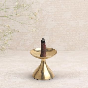 Pure Brass Golden Color Dhoop Holder with pendi Stand for Pooja, aarti and All Festivals Size 5cm