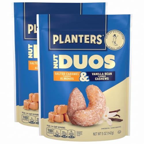 PLANTERS Nut Duos Salted Caramel Almond &amp; Vanilla Bean Cashew, 5 oz Bag (Pack of 2)