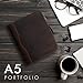 ELIZO Leather A5 Portfolio Padfolio Folio A5 Notebook Journal Cover Planner Binder Small Mens Business Work Folder Organizer (Coffee)
