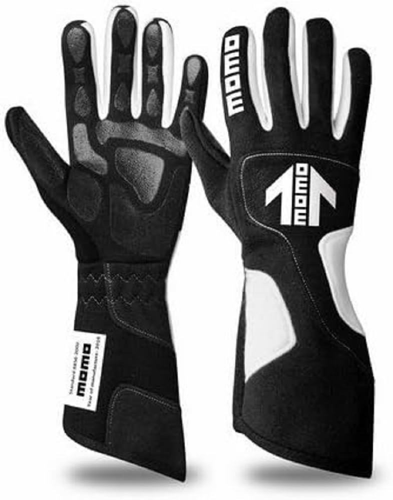 Guantes Momo Xtreme Pro Blk 12 negros de cuero con costuras reforzadas para conduccion 2