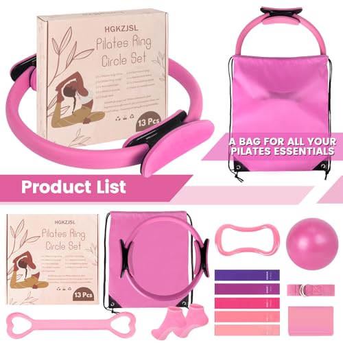 Home Pilates Essentials Kit for Women,Pilates Equipment Set with 9 Inch Yoga Ball,Figure 8 Resistance Band,Pilates Bands & Accessories,Pilates Ring and Ball Set for Beginners Home Workouts2