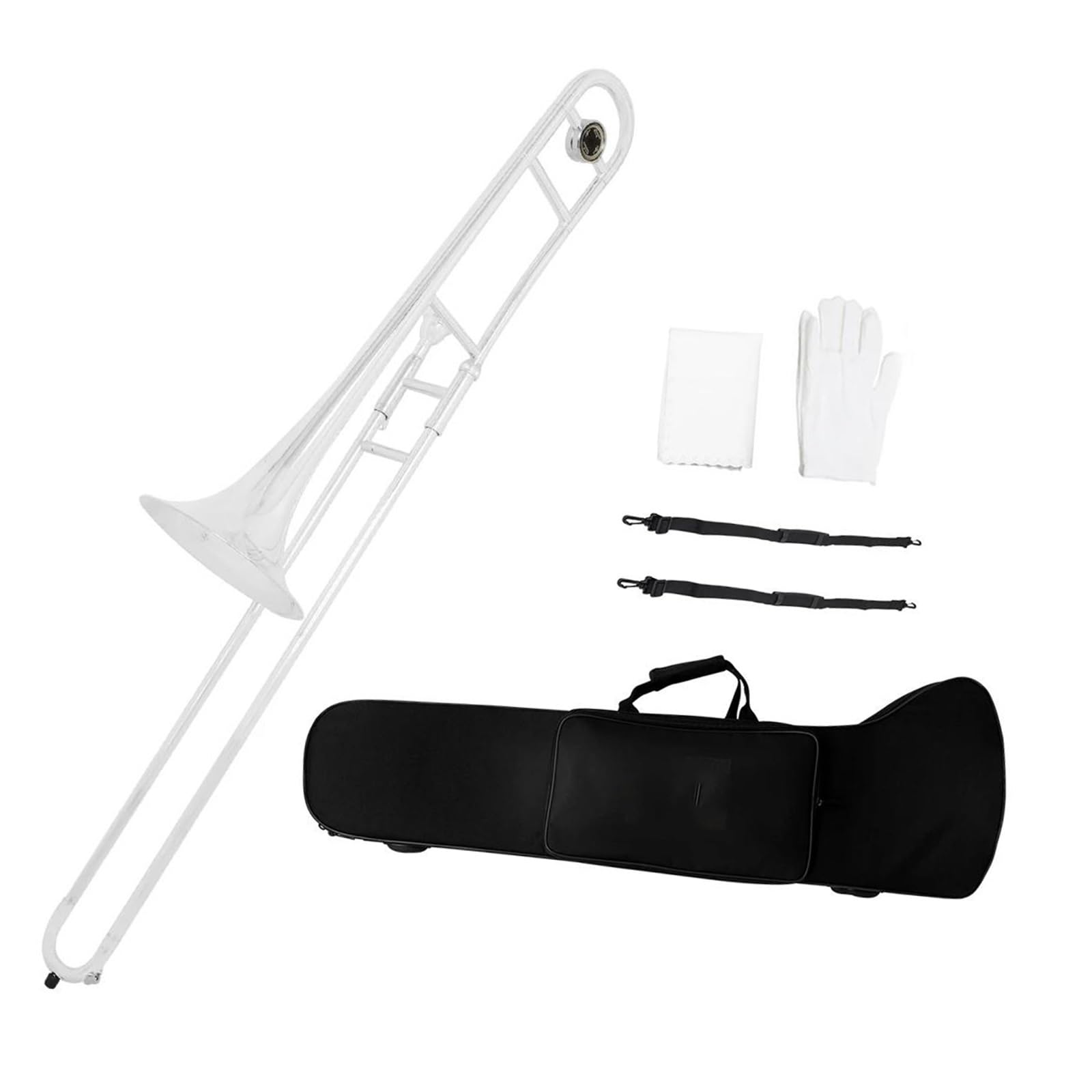 Trombón Trombón De Varas Alto En Sib Apto Para Principiantes Instrumento Chapado En Latón En Sib Con Kit De Guantes(Trombon)