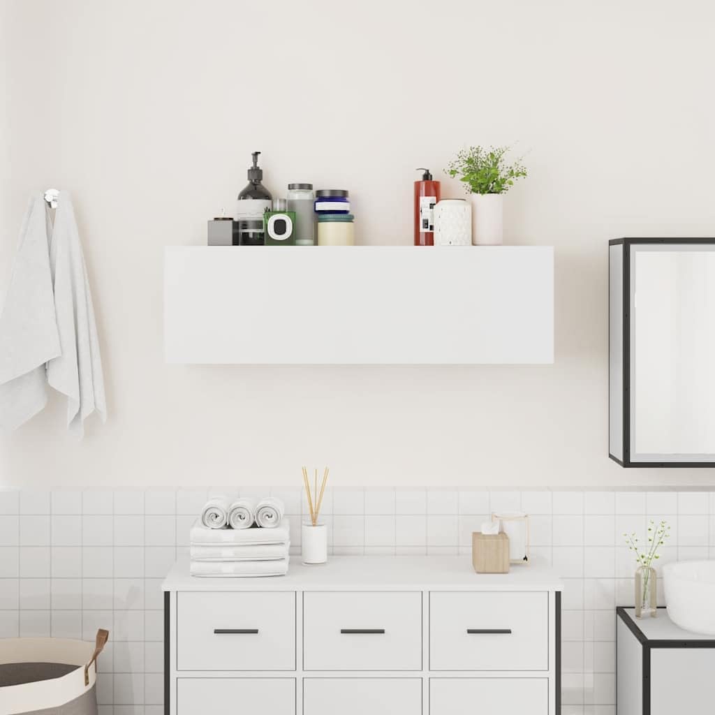 Mobile da Bagno a Parete Bianco 100x25x30 cm in Truciolato, Mobili,Armadietti e portaoggetti,Componenti di arredo,Componenti di arredo bagno, 13.55kg-860094