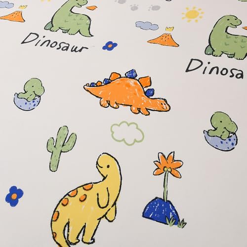 Image of Bedding Fitted Sheet with Deep Pocket,Thicken Printed Fabric Bed Sheets (Colorful Dino, Full)