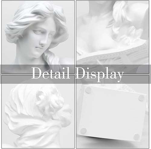 Miniatura 3 de Norrclp Estatua griega de la diosa musical, busto de cabeza romana clásica, escultura de mitología griega para sala de estar, decoración de estantes