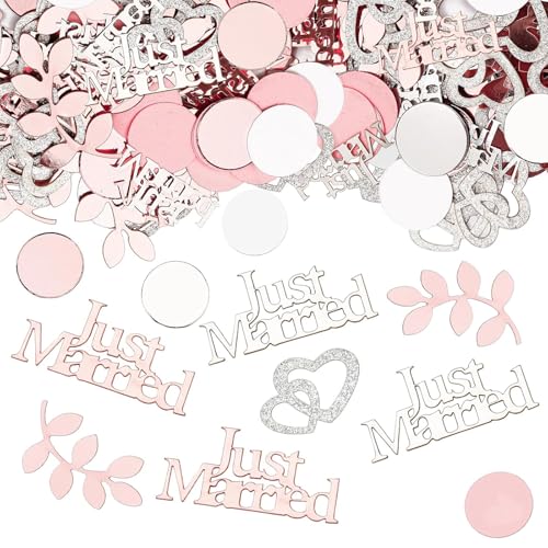 GoldRock Just Married Deko Hochzeit Tischdeko Herzen Deko Konfetti Groß,100 Stück Tischdeko Hochzeit Rosegold,Glitzer Streudeko...